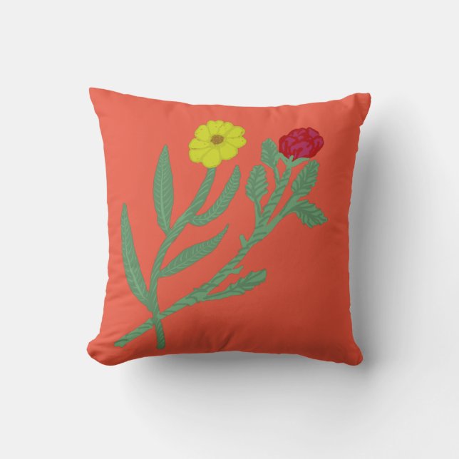 Daisy & Rose Rotes Orange Kissen (Vorderseite)