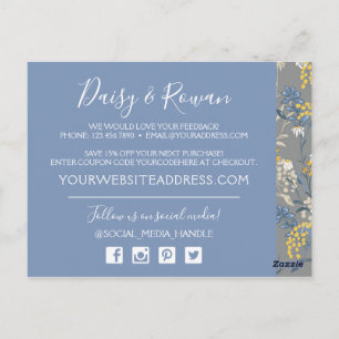 Daisy Rowan Navy & Yellow Botanical Vielen Dank Postkarte