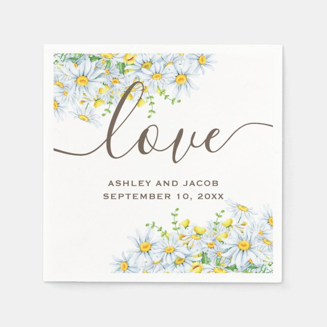 Daisy. Rustic Flowers. Blumenhochzeit Serviette (Vorderseite)