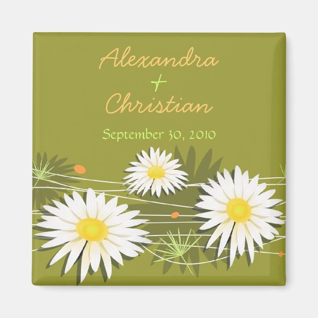 Daisy Save the Date Wedding Ankündigung 3 Magnet (Vorne)