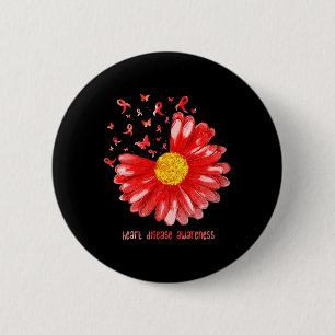 Daisy-Schmetterling rotes Band Herzkrankheit-Bewus Button