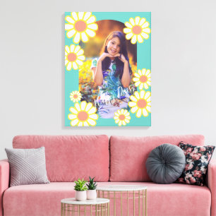 Daisy Simple Aquamarin Foto Leinwanddruck