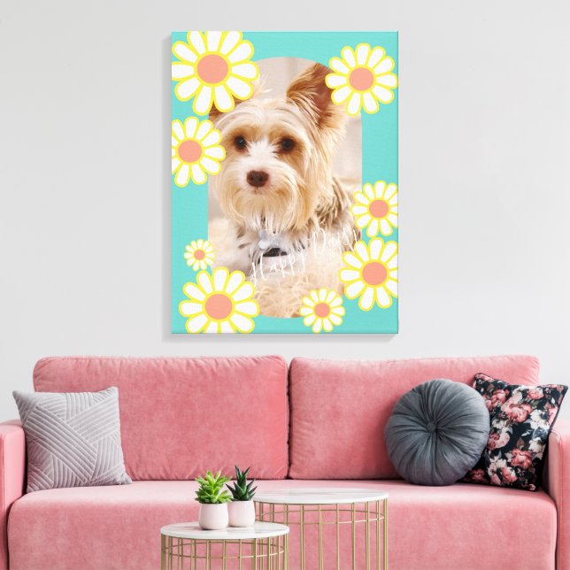 Daisy Simple Aquamarin Foto Leinwanddruck (Insitu (Wohnzimmer))