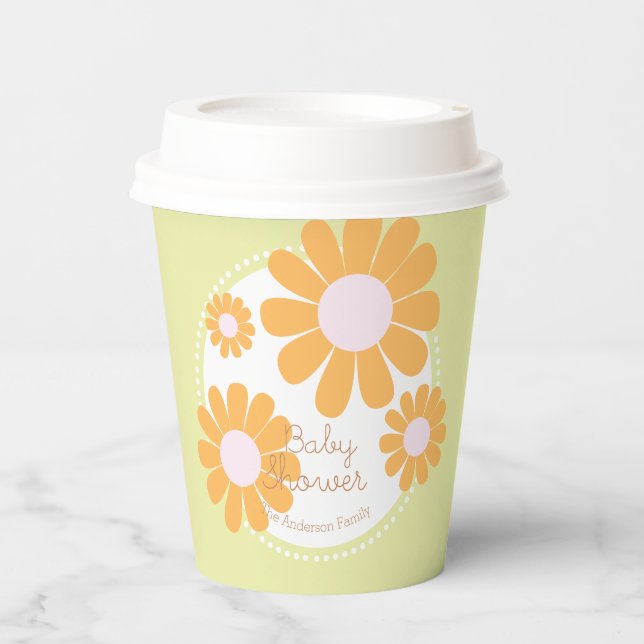 Daisy Simple Baby Dusche Green Pappbecher (Vorderseite)