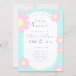 Daisy Simple Baby Shower Pastel Blue Einladung