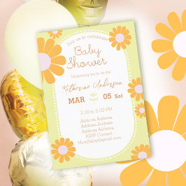 Daisy Simple Baby Shower Pastel Green Einladung