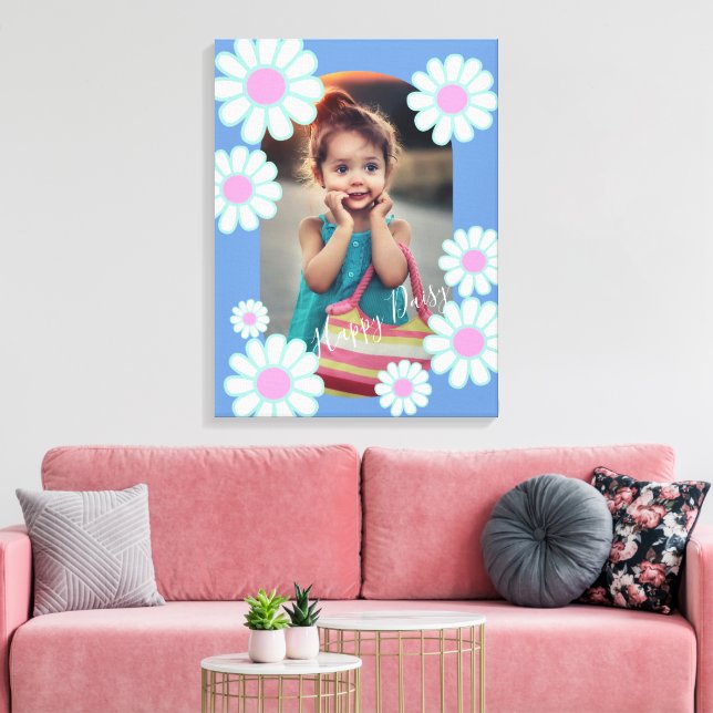 Daisy Simple Blue Foto Leinwanddruck (Insitu (Wohnzimmer))