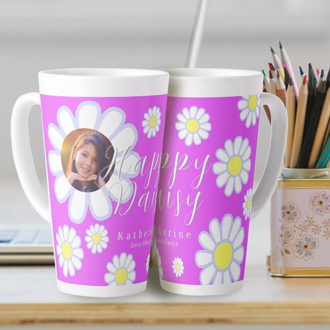 Daisy Simple Foto Violet Milchtasse (Daisy Simple Photo Purple Latte Mug.)
