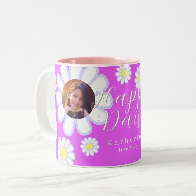 Daisy Simple Foto Violet Zweifarbige Tasse (Vorderseite Links)