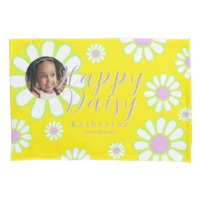 Daisy Simple Foto Yellow Kissenbezug (Vorderseite)