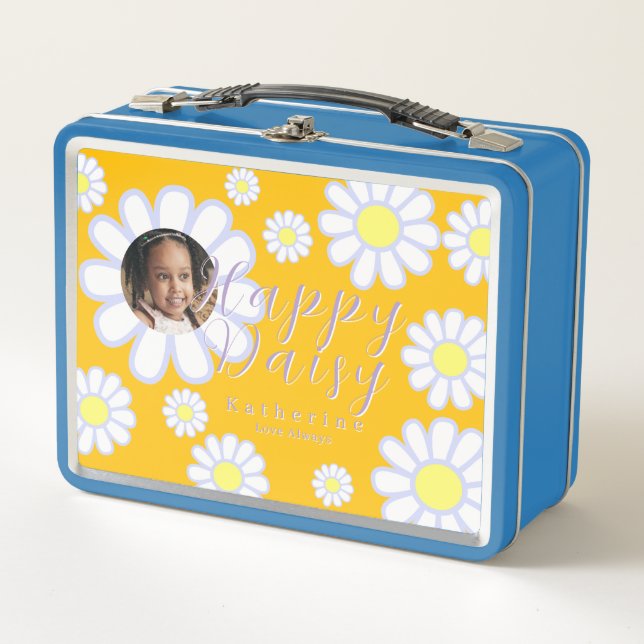 Daisy Simple Foto Yellow Metall Brotdose (Vorderseite)