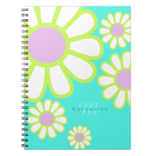 Daisy Simple Monogram Aqua Notizblock