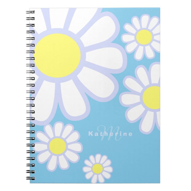 Daisy Simple Monogram Baby Blue Notizblock (Vorderseite)