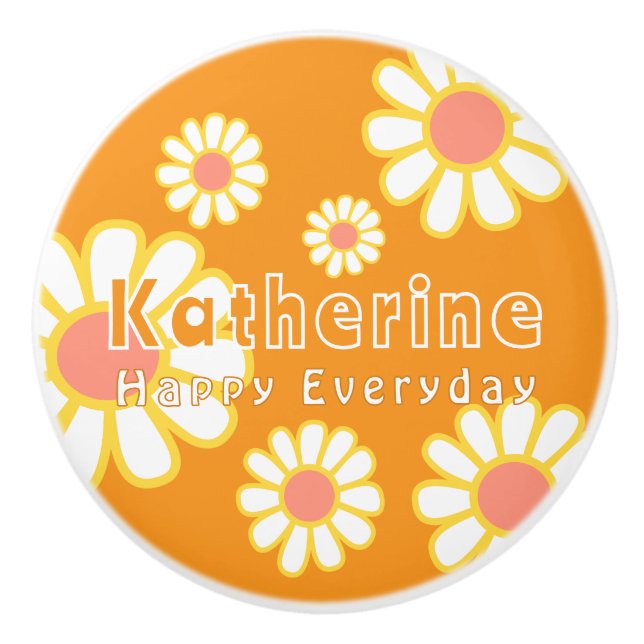 Daisy Simple Orange Keramikknauf (Vorderseite)