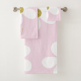 Daisy Simple Pink White Gold Personal Badhandtuch Set