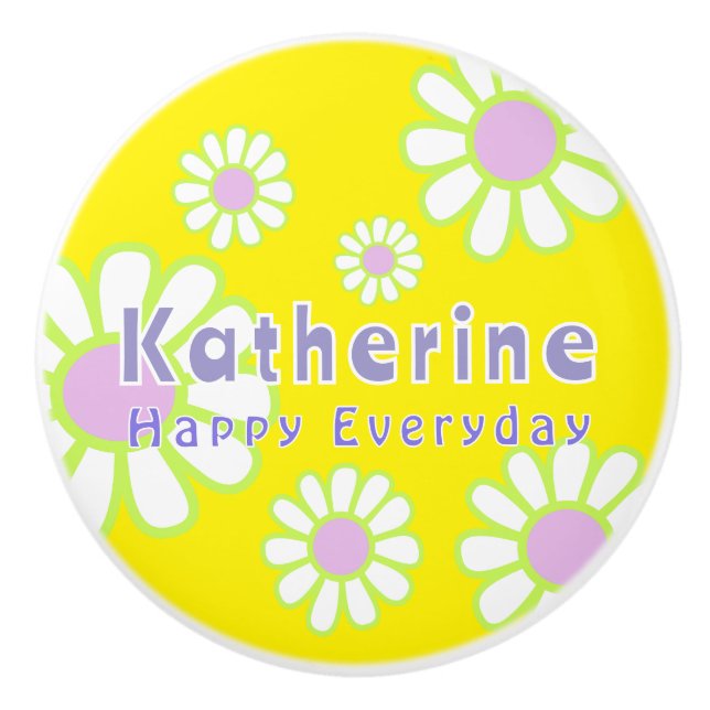 Daisy Simple Yellow Keramikknauf (Vorderseite)