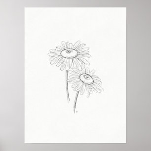 Daisy Sketch Art Print Poster