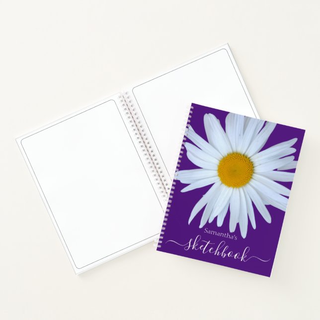 Daisy Sketchbook Lila White Script Notebook Notizbuch (Innenseite)