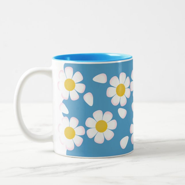 Daisy Sky Springtime-Tasse Zweifarbige Tasse (Links)