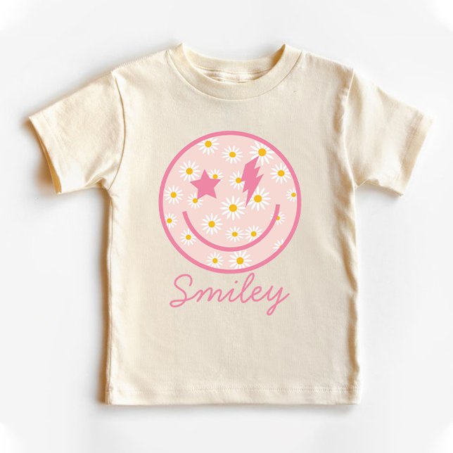 Daisy Smiley Graphic Pastel Pink Baby T-shirt (Daisy Smiley Face Graphic Pastel Pink Baby T-Shirt)
