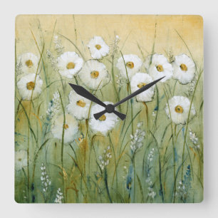 Daisy Spring I Quadratische Wanduhr