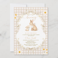 Daisy Spring Neutrales Gingham-Hasen-Baby-Shower