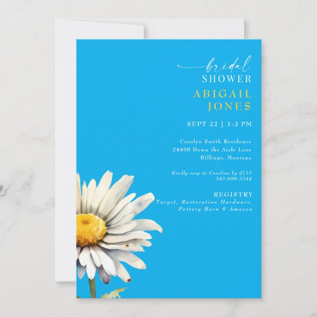 Daisy Stem Frühling Hochzeitsdusche Einladung (Vorderseite)