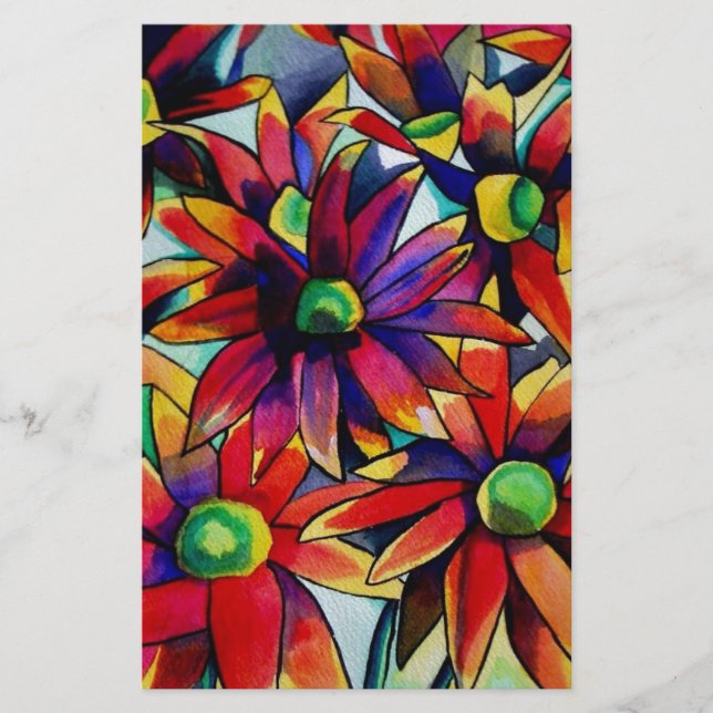 Daisy Straw mehrfarbige Wildblumen Kunst (Vorderseite)
