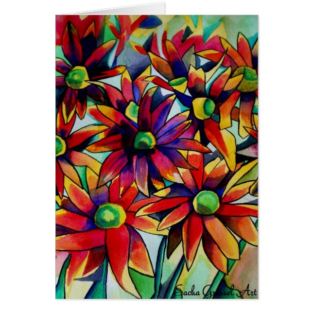 Daisy Straw mehrfarbige Wildblumen Kunst (Vorne)