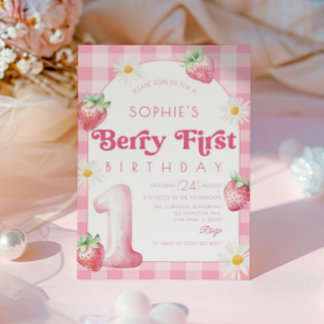 Daisy Strawberry 1. Geburtstag Berry Erster Geburt Einladung