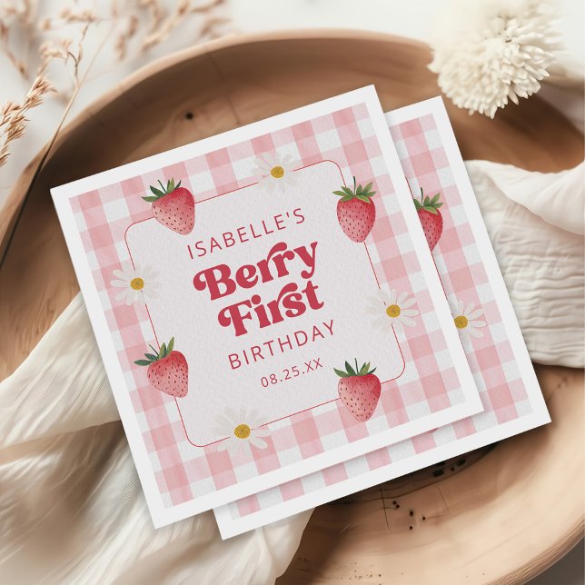 Daisy Strawberry Berry Erster Geburtstag Serviette (Von Creator hochgeladen)