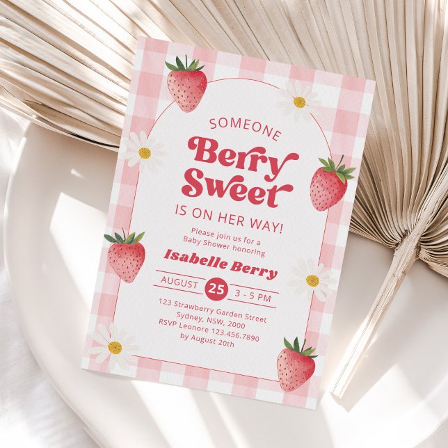 Daisy Strawberry Berry Sweet Baby Girl Shower Einladung (Von Creator hochgeladen)