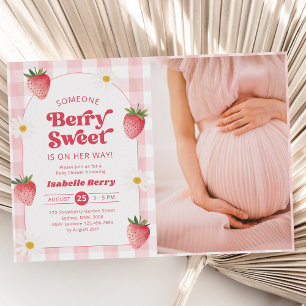 Daisy Strawberry Berry Sweet Baby Shower Foto Einladung