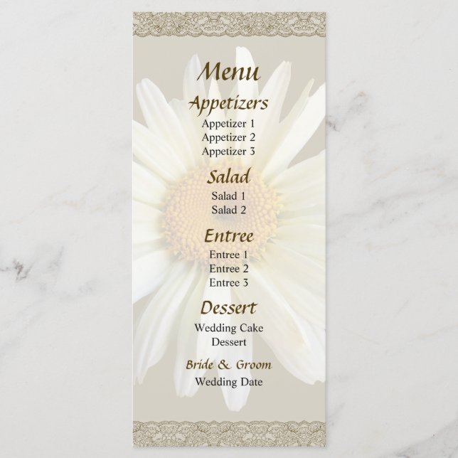 Daisy sucht Hochzeitmenü Menükarte (Vorderseite)