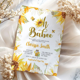 Daisy Sunflower Summer Bee Baby Shower Einladung