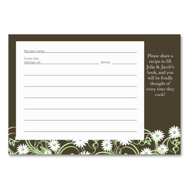 Daisy Tea Party Rezept Card Tischnummer (Vorderseite)