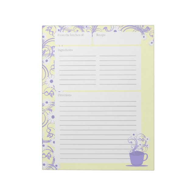 Daisy Tea Party Rezept Pages Notizblock (Rotiert)