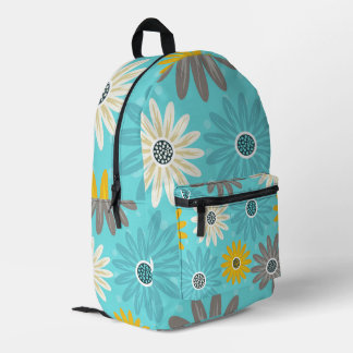 Daisy Teal Flower Pattern Backpack Bedruckter Rucksack
