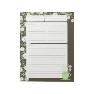 Daisy Tee Party Grüne Blumenrezepte Seiten Notizblock