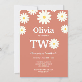 Daisy Terracota Bohemisches 2. Geburtstags-Party Einladung