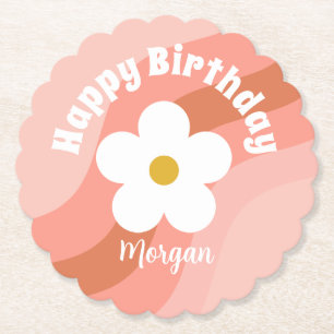 Daisy Terracotta Peach Retro Party Cupcakes Untersetzer