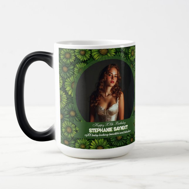 Daisy Theme Happy Birthday Boho Verwandlungstasse (Links)