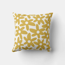 Daisy Time Niedlich Retro Blumenmuster in Mustard Kissen