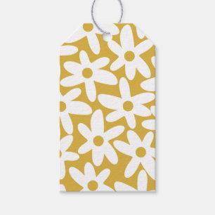 Daisy Time Niedlich Retro Moderne Blume in Mustard Geschenkanhänger
