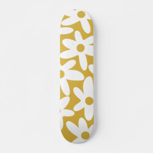 Daisy Time Niedlich Retro Moderne Blume in Mustard Skateboard