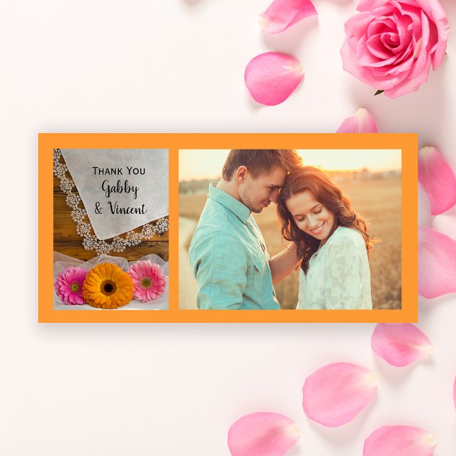 Daisy Trio and Lace Wedding Vielen Dank für Ihre F Dankeskarte (Von Creator hochgeladen)