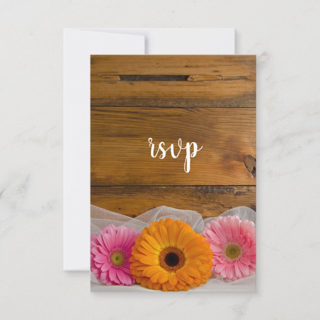 Daisy Trio Country Barn Wedding RSVP Card Karte (Vorderseite)
