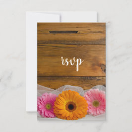 Daisy Trio Country Barn Wedding RSVP Card Karte