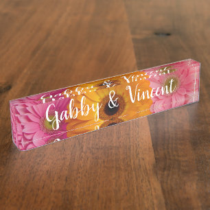 Daisy Trio Floral Wedding Namensplakette