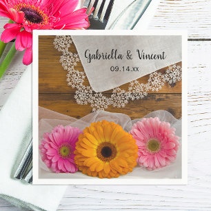 Daisy Trio und Vintage-Spitze Landhochzeit Serviette